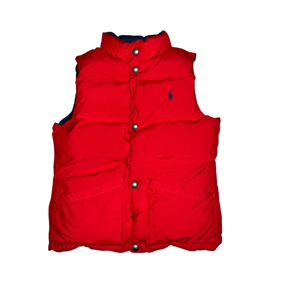 Ralph Lauren red Navy blue reversible down quilted puffer vest youth size 7